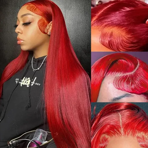 Miniatura 10 de PANDA ANGEL Peluca de encaje frontal de jengibre de cabello humano 13x4 lacio, naranja jengibre, frontal de encaje HD transparente sin pegamento