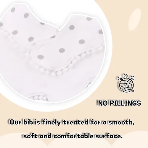 Miniatura 5 de Bamery Baberos tipo bandana para bebé, baberos de algodón blanco para babeo y dentición, absorbentes para niños y niñas Estrella+punto+nieve