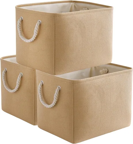 Miniatura 28 de TheWarmHome Contenedores de almacenamiento para estantes, tamaño mediano, 3 unidades, 13.8 pulgadas de largo x 9.8 pulgadas de ancho x 6.7 pulgadas