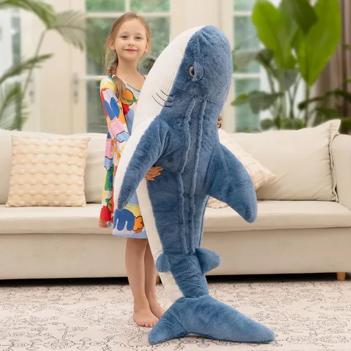 Miniatura 2 de Tezituor Peluche de tiburón ballena gigante de 51 pulgadas, almohada corporal grande de peluche de tiburón ballena azul de 4.3 pies para niñas
