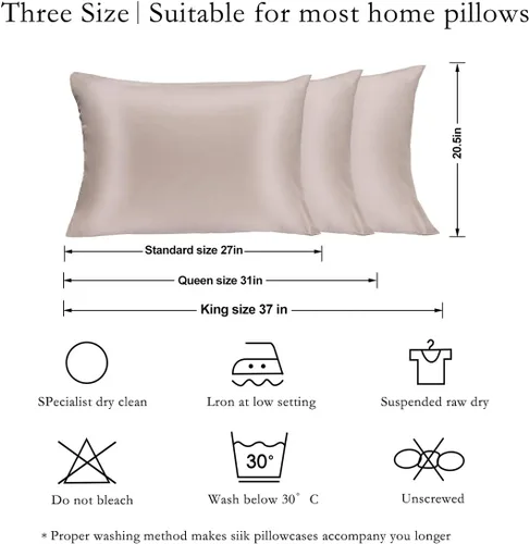Miniatura 5 de JOGJUE Funda de almohada de seda para el pelo y la piel, 2 unidades, 100% seda de mora, funda de almohada hipoalergénica, suave, transpirable, ambos