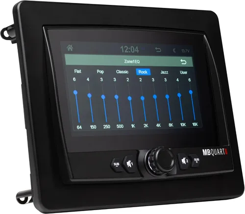 Miniatura 9 de MB Quart Sistema de audio de doble zona estéreo de coche con pantalla táctil portátil para barco y UTV, negro