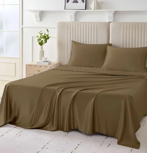 Miniatura 7 de SlumberWell Giza Sheets Twin - Sábanas de 100% algodón egipcio Giza - Juego de 4 piezas - Tamaño individual - Gris oscuro sólido