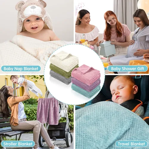 Miniatura 6 de 6 mantas de franela para bebé, mantas acogedoras y suaves y cálidas de forro polar Sherpa para recién nacidos y niños pequeños, mantas para bebés