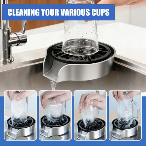 Miniatura 4 de Enjuague de vidrio para fregadero de cocina, enjuague de vidrio giratorio de 360 grados de alta presión con pistola rociadora extraíble, accesorio