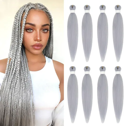 Miniatura 92 de 8 paquetes de extensiones preestiradas - 16 pulgadas de cabello trenzado premium, 55G/paquete, sin picazón, fijación en agua caliente, textura Perm