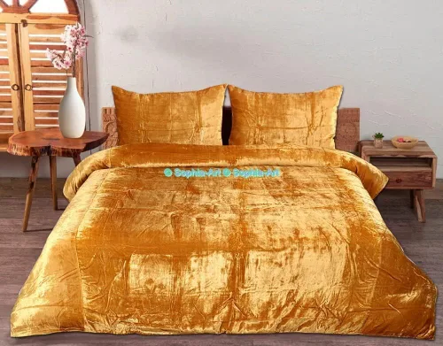Miniatura 74 de Sophia-Art - Juego de 3 piezas de ropa de cama de terciopelo de rayón ultra lujo, funda de edredón boho de un solo color, funda de colcha
