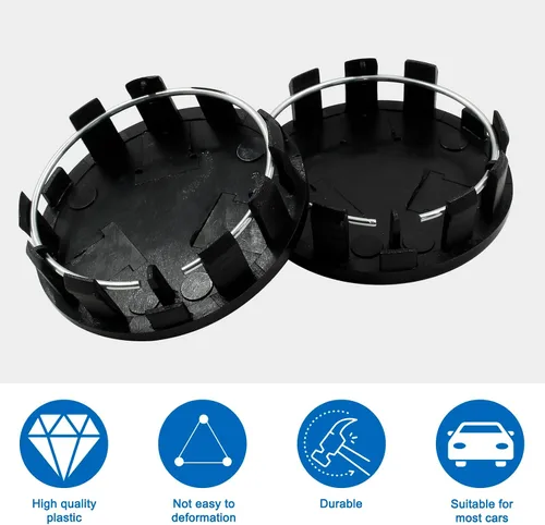 Miniatura 3 de BokWin 4 unidades de 54mm/2.13 pulgadas de tapas centrales para cubo de rueda, mini tapas centrales para neumáticos para automóvil (negro)