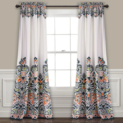 Miniatura 12 de Lush Decor Clara Curtains - Cortinas con estampado de damasco paisley, estilo bohemio, filtrado de luz, juego de paneles para ventana para sala