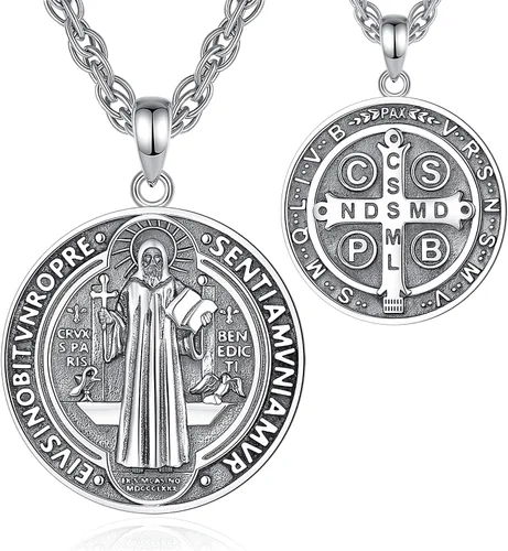 Miniatura 174 de CELESTIA Medallas de plata de ley 925 San Miguel/San Cristóbal/San Benito/San Gabriel/Virgen María/Jesús/Caravaca/Metatrón/Sello de los Siete