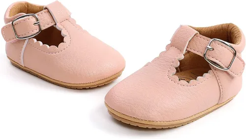 Miniatura 6 de SENIURIS Baby Girls Mary Jane Flats Shoes with Non-Slip Soft Rubber Sole Toddler First Walking Princess Dress Shoes