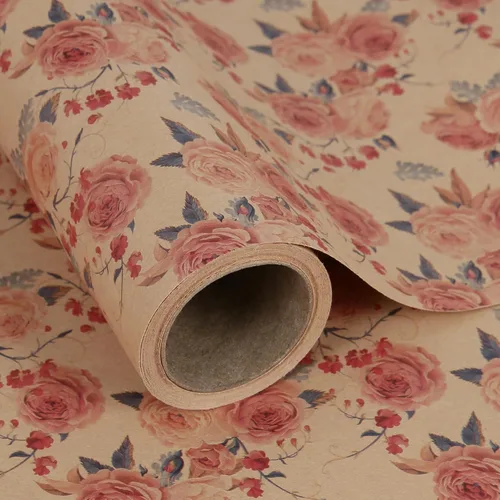 Miniatura 27 de Aimyoo - Rollo de papel de regalo floral kraft - Rollo jumbo - 30 pulgadas x 33 pies - Papel de regalo vintage con flores para todas las ocasiones