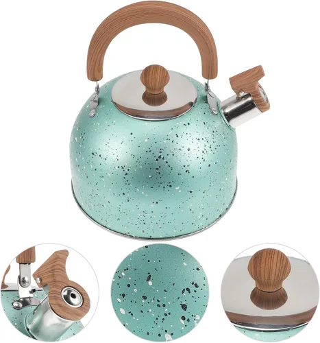Miniatura 4 de Hemoton Hervidor de té silbante para estufa, tetera de acero inoxidable, hervidor de agua, hervidor de agua con mango ergonómico de agarre fresco