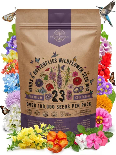 Miniatura 10 de Organo Republic Mezcla de 16 semillas de flores silvestres perennes para interiores y exteriores, más de 25,000 semillas de jardín de flores