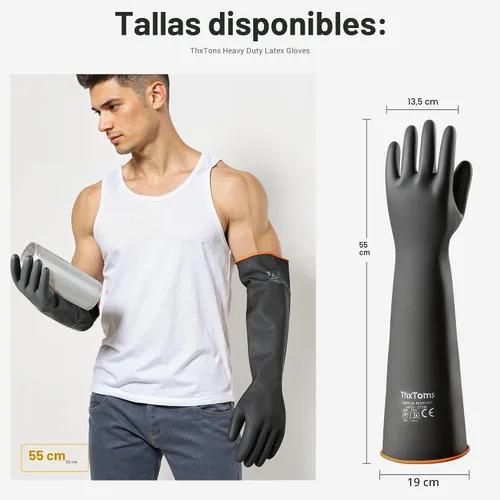 Miniatura 8 de ThxToms Guantes de Látex de Servicio Pesado, Guantes Largos de Goma, Guantes Resistentes a Químicos, Resistentes a Perforaciones, Resistentes a 56 cm