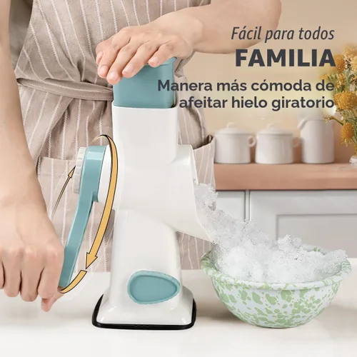 Miniatura 4 de KEOUKE Afeitadora de Hielo Rotatoria Manual en Blanco - Hoja de Acero Inoxidable, Mango Rápido y Ahorrador de Trabajo, Base de Succión Segura