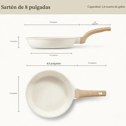 Miniatura 2 de CAROTE Sartén antiadherente, sartén para tortillas, sartén de granito saludable y no tóxico, sartén de huevos compatible con inducción con mango