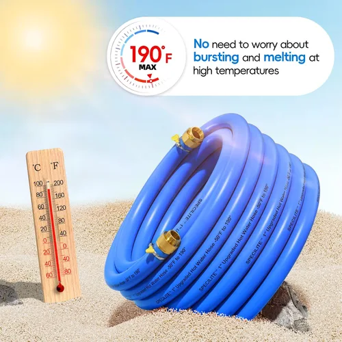 Miniatura 2 de SPECILITE Manguera de agua de jardín caliente/fría de 5 pies x 1 pulgada, -50 ℉ a 190 ℉, resistente, flexible, explosión de 605 psi, ligera, tubo