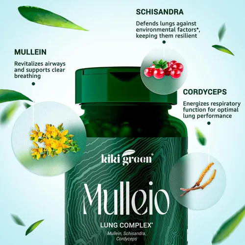 Miniatura 5 de KIKI Green Mulleio Cápsulas de salud pulmonar: suplemento de hierbas veganas para limpieza, mejor función, apoyo respiratorio - gordolobo