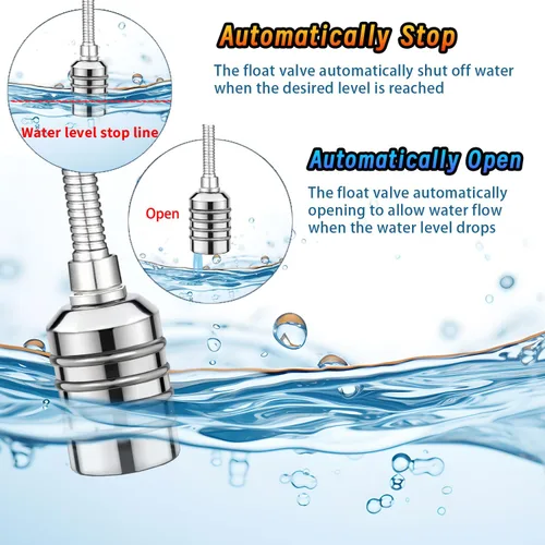 Miniatura 3 de Válvula de flotador de agua NPT a prueba de fugas de 1/2 pulgada, válvula de flotador de acero inoxidable 304 de 1/2 a 3/4 pulgadas totalmente