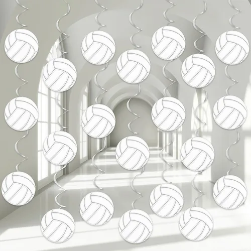 Miniatura 14 de 60 piezas de decoración de remolinos de papel de aluminio para fiesta de tenis, pancartas colgantes de techo con pelota de tenis, decoración