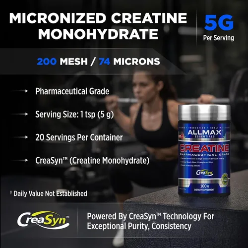 Miniatura 3 de ALLMAX Nutrition Creatina Monohidrato - Mejora el Rendimiento y la Intensidad del Entrenamiento - Vegano y Sin Gluten (100 Gramos, Sin Sabor)