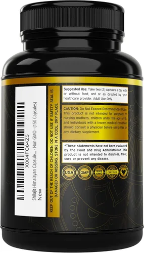 Miniatura 3 de Cápsulas de Shilajit con más de 85 oligoelementos (Suministro para 75 días, 1000mg de extracto por porción) Shilajit del Himalaya para hombres