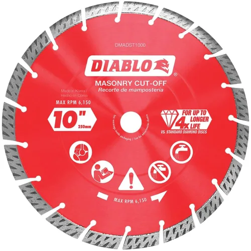 Diablo Hoja de corte segmentada de diamante turbo para mampostería, hormigón, ladrillo y bloque - 5" de diámetro, 2.6mm de Kerf, 6150 RPM máximos -