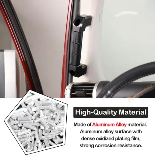 Miniatura 3 de Kit de repuesto de mango de agarre de pilar A para automóvil compatible con Toyot@ FJ Cruiser 2007-2021, mango de aleación de aluminio para Negro
