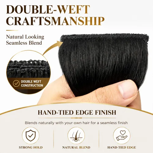 Miniatura 3 de 2 piezas de cabello 100% humano de 4 pulgadas, extensiones de cabello corto y grueso que añaden volumen extra para cabello fino, mujeres y hombres