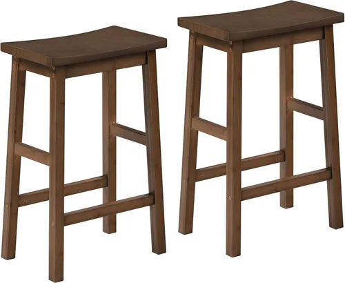 Miniatura 9 de HOOBRO Taburetes de bar, juego de 2 sillas de bar, taburetes de bar de altura de mostrador, taburetes de cocina de bambú, taburetes de silla de Negro