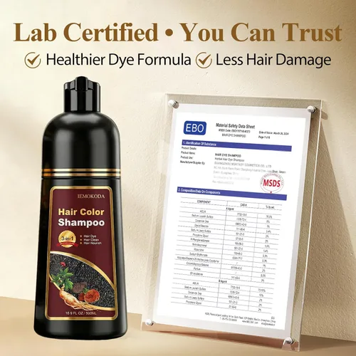 Miniatura 7 de Champú para teñir el cabello de color vino tinto oscuro, 100% cobertura de canas para hombres y mujeres, champú de color de cabello instantáneo