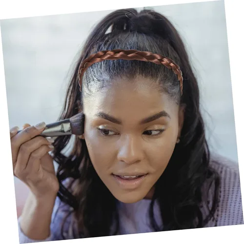 Miniatura 7 de FRCOLOR Trenzas gruesas y anchas trenzadas de cabello sintético trenzado elástico para mujer, diadema trenzada para mujer, diadema ancha y gruesa