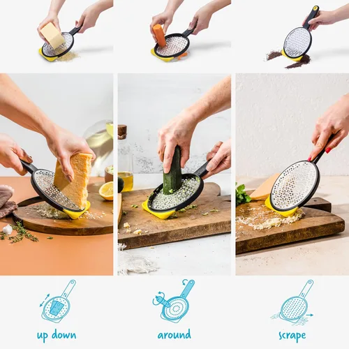 Miniatura 4 de Dreamfarm Ograte - Rallador mediano de dos caras para alimentos y verduras con gancho antideslizante para cuenco y pie, rallador mediano de 0.118