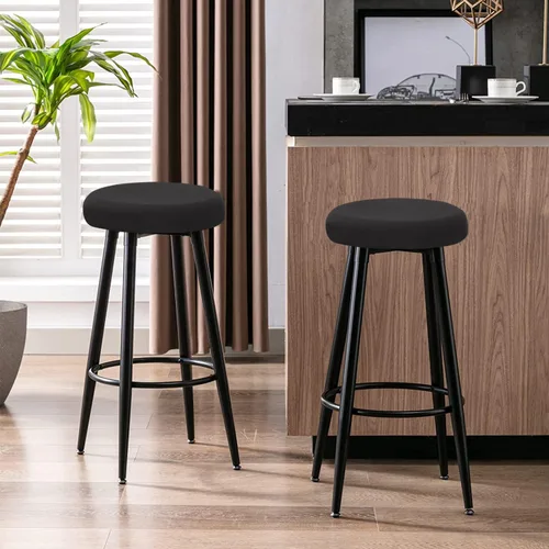 Miniatura 3 de Deisy Dee 4 fundas de asiento redondas para taburetes de bar, fundas elásticas para sillas redondas de 13 a 16 pulgadas (negro)