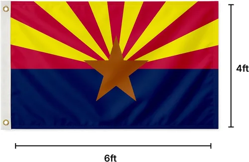 Miniatura 2 de AGAS - Bandera del estado de Arizona de 4 x 6 pies, impresión inversa de doble cara en la parte posterior, nailon 200D, ojales de latón, bordes