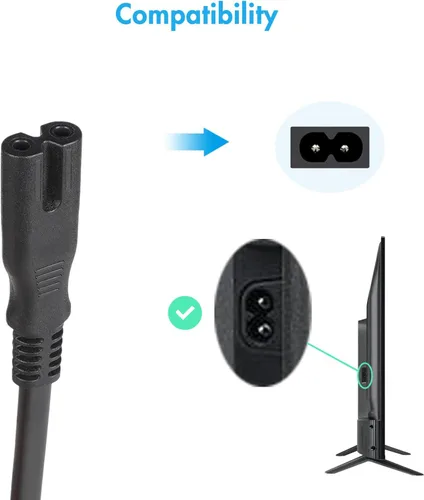 Miniatura 2 de Cable de alimentación de CA para TCL Roku Sharp Insignia Hisense Smart LED LCD HD TV Cable de alimentación de 2 clavijas