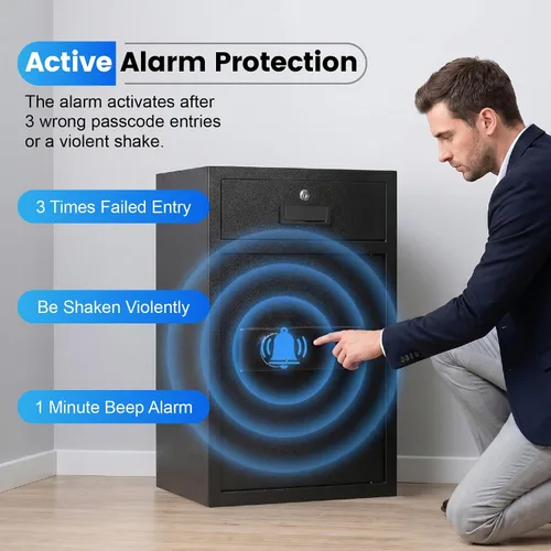 Miniatura 6 de Xyvaly Caja fuerte resistente para cajones de 5.1 pies cúbicos, caja fuerte para el hogar, con bolsa ignífuga e impermeable, con sistema de alarma