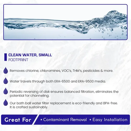 Miniatura 3 de Cartucho de repuesto para bola de baño Crystal Quest – Elimina el cloro, PFAS y olores – Filtro de agua fácil de instalar – Ecológico, duradero