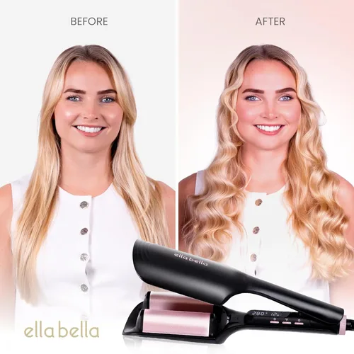 Miniatura 4 de ELLA BELLA® Ultimate Waver Rizador • Herramienta Rizadora • Ajustes de calor ajustables • Rizador de pelo de doble voltaje • Tecnología Negro/Oro