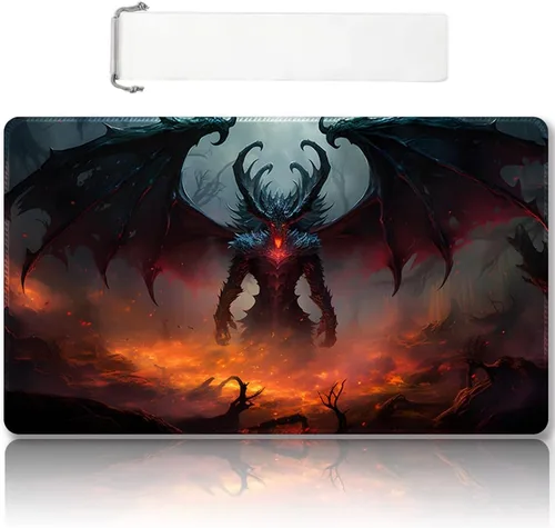 Miniatura 47 de Tapete de juego MTG cosido de alta calidad con zonas y parte trasera de goma antideslizante, tapete de juego TCG para MTG y otros juegos de cartas