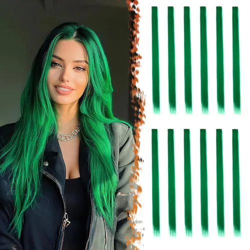 Miniatura 16 de BARSDAR Extensiones de cabello negro con clip, extensiones de cabello con clip de color para mujer, 22 pulgadas, 12 piezas, extensiones sintéticas