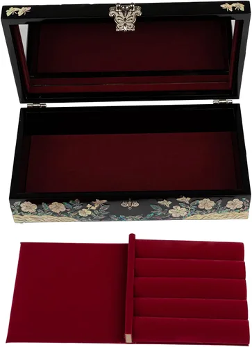 Miniatura 5 de February Mountain Joyero grande de nácar con bandeja para anillos, regalos únicos hechos a mano para mujeres, caja decorativa de recuerdo de concha