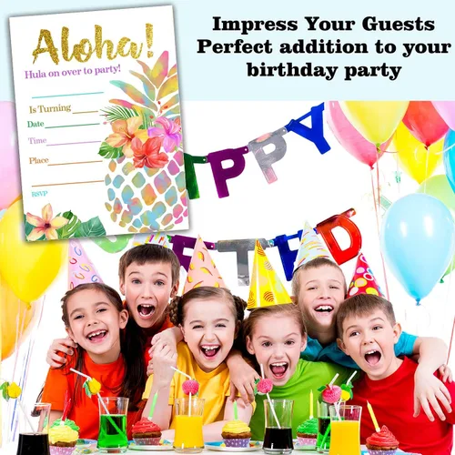 Miniatura 6 de Tarjetas de invitación para fiesta de cumpleaños, celebración de fiesta Aloha, suministros de fiesta temática de nativos americanos, regalos, 20