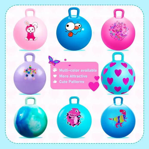Miniatura 8 de Bola de tolva, bola hinchable de 15 pulgadas con asa, corazón rosa, juguetes para niñas, divertido juego activo en interiores, juguetes inflables