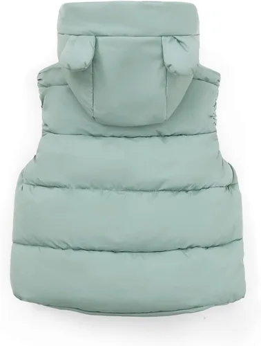 Miniatura 4 de Chaleco de plumón para bebés y niñas, lindo abrigo de algodón con capucha con orejas de oso para invierno, chaleco cálido para niños