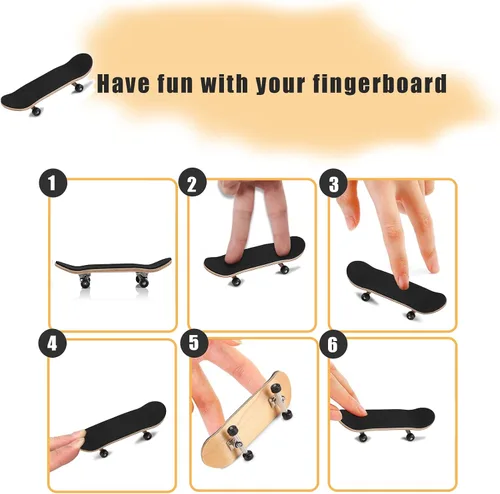 Miniatura 2 de Patineta de dedo de madera, rueda de rodamiento de stent, juguete novedoso para reducir la presión, regalos para niños (negro)