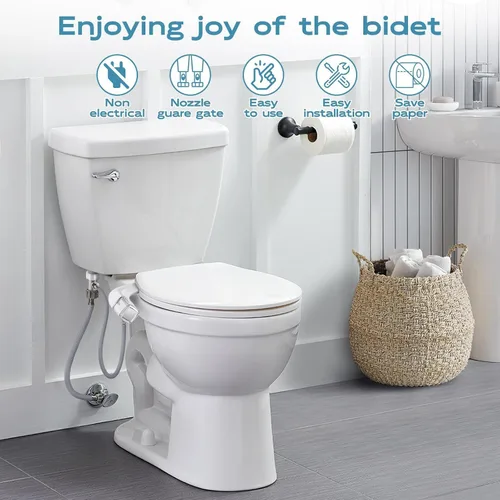Miniatura 6 de Bidé Ultra-Delgado de Modo Dual Accesorio de Bidé para Inodoro, Accesorio de Asiento de Inodoro Bidé con Controles de Presión