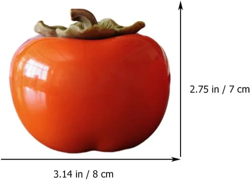 Miniatura 5 de jojofuny Juego de 2 botes de cerámica con forma de caqui, de porcelana de 6.8 onzas para cocina, almacenamiento de alimentos, aperitivos, frutos