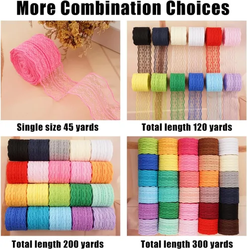 Miniatura 5 de Rollo de cinta de encaje de 120 yardas para costura, baby shower, cumpleaños, despedida de soltera, decoración de boda, embalaje de regalo, ramo
